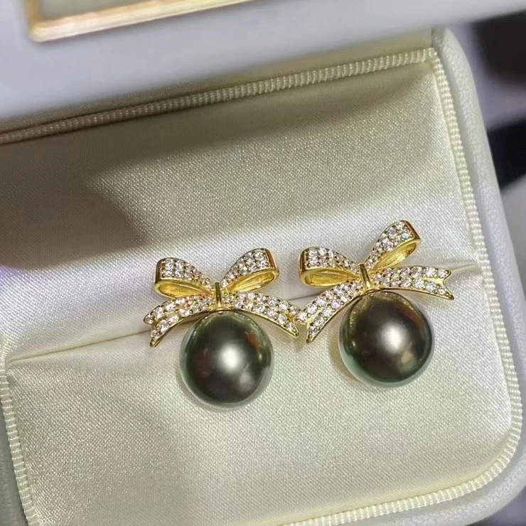 

Оптовая продажа, серьги из стерлингового серебра 925 пробы с бантиком, фурнитура для крепления, базовые монтажные детали, аксессуар для жемчуга 10-11 мм