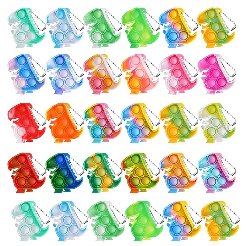 New 20/10Pcs Dinosaur Keychain Sensory Fidget Toys Bulk Animal Themed Party Favors for Kids Birthday Goodie Bag Fillers