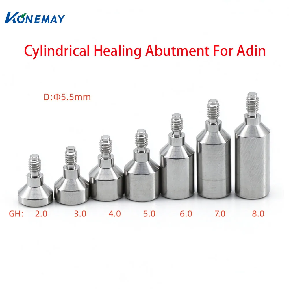 Konemay 10pcs Cylindrical Healing Abutment For Adin Titanium High Polishing Regular Dental Implant Restoration Accessories