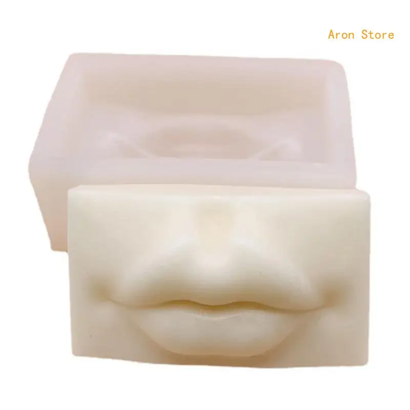 Molde silicona con labios rectangulares 3D para fabricación velas, moldes jabón hechos a mano, decoración pastel