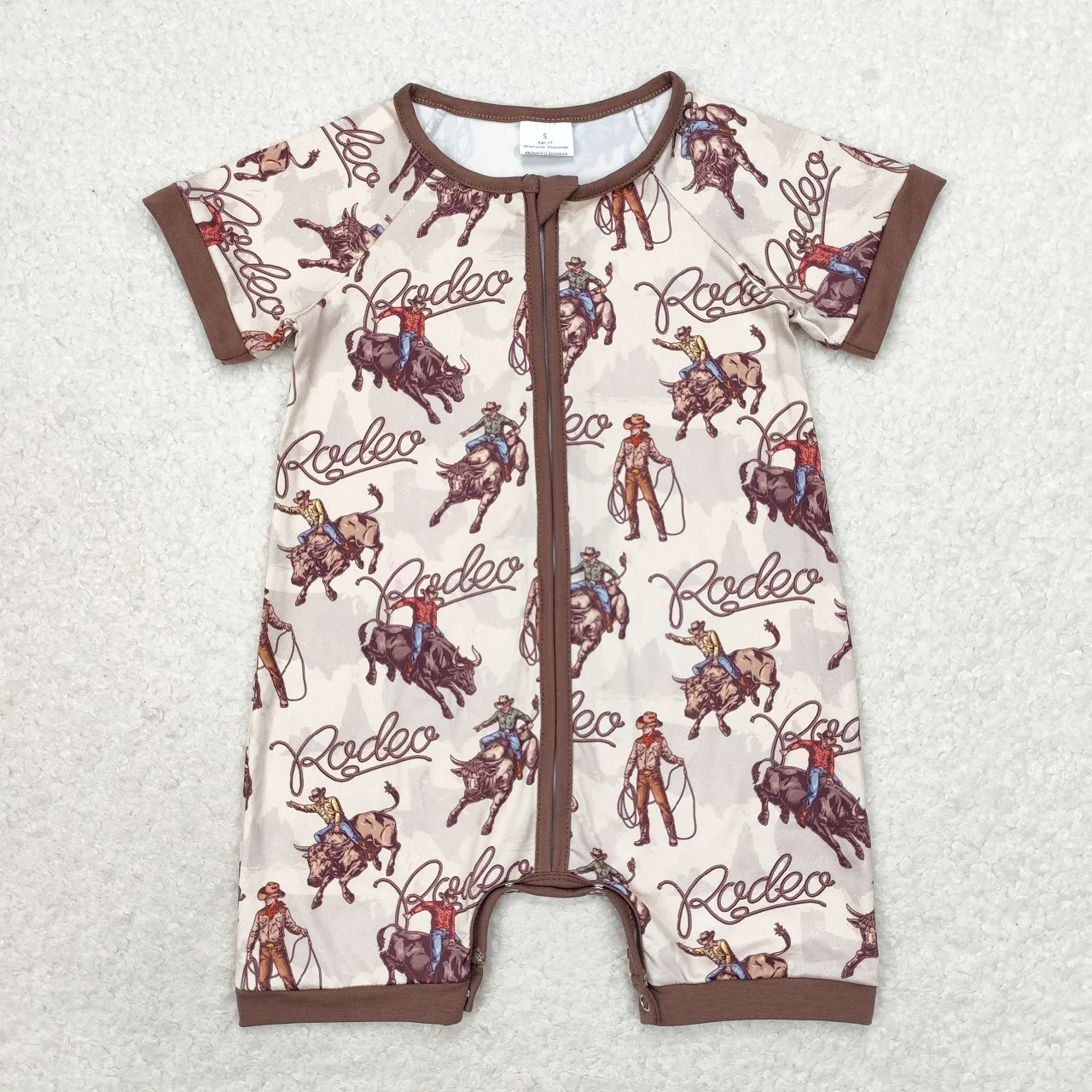 Wholesale Toddler Short Sleeves Romper Newborn Summer Rodeo Zipper Baby Boy One-piece Kids Children Buttons Western Clothing