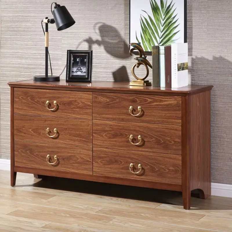 New Chinese-style six-bucket drawer overall cabinet, solid wood frame balcony storage cabinet, simple modern  storage chest