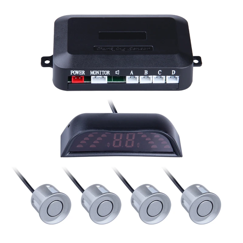 

4 Sensors Auto Car Reverse Assistance Backup Radar Monitor System detector de radar LED Display Wire Car Parking Sensor Kit