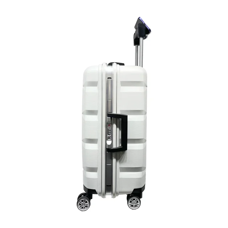 Travel Durable PP Trolley Suitcase Rolling Hard Shell Hand Luggage Set with Front Opening Laptop Mobile Cup Holder