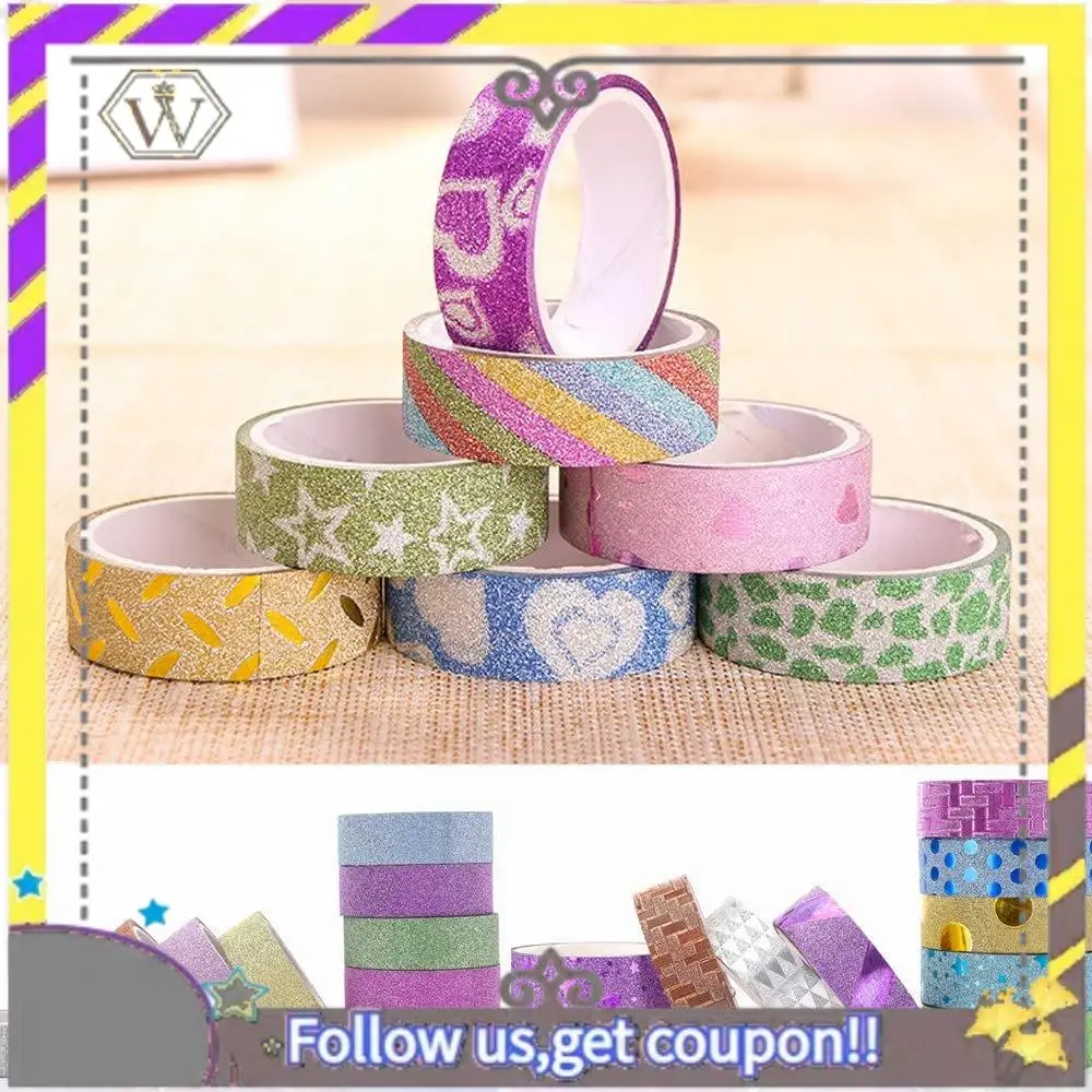 

Новый набор 50 рулонов блестящих лент Васи, декоративная клейкая маскирующая лента для поделок, принадлежности для скрапбукинга, сделай сам, подарочная упаковка