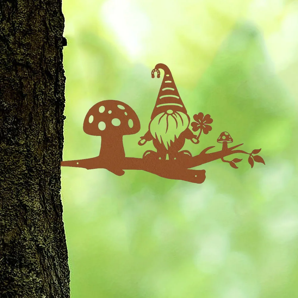 Add a Dash of Whimsy to Your Garden with Metal Branch Gnome Wall Art