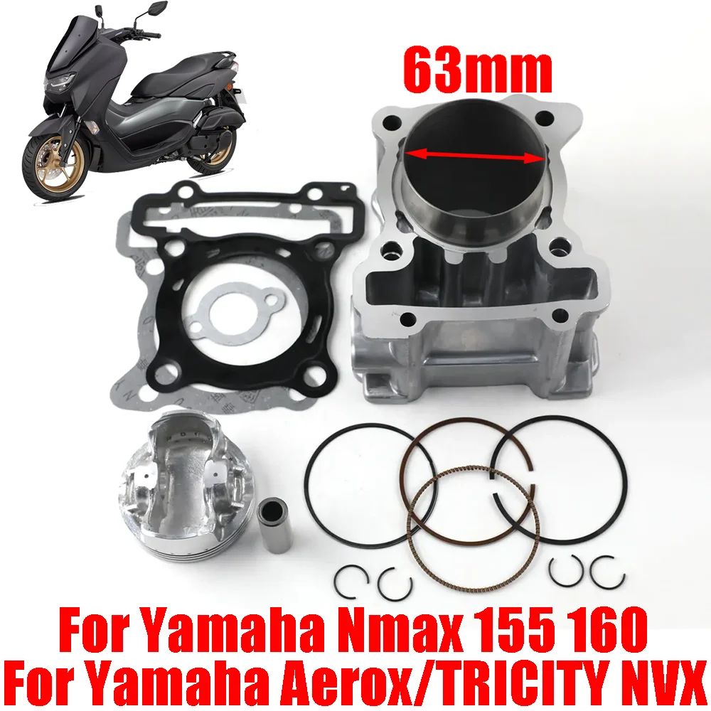 

Motorcycle 63mm Bore Engine Cylinder Piston Ring Gasket Kit 155-183CC for Yamaha NMAX N Max 155 160 Aerox 155 TRICITY R15 NVX