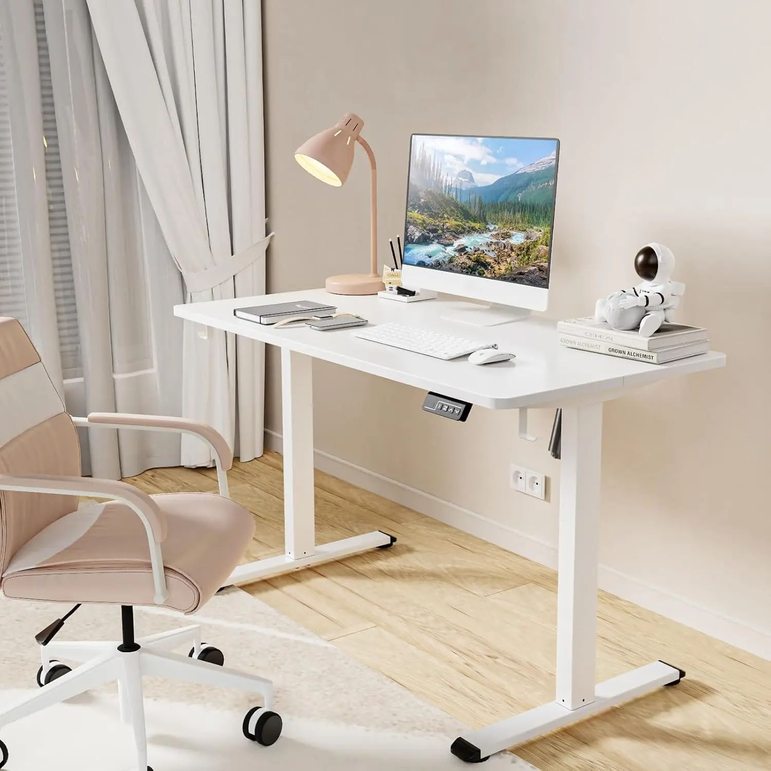 Mountup Electric Height Adjustable Standing Desk, 48 X 24 Inches Sit Stand Desk With Memory Controller, Ergonomic Stand Up Desk