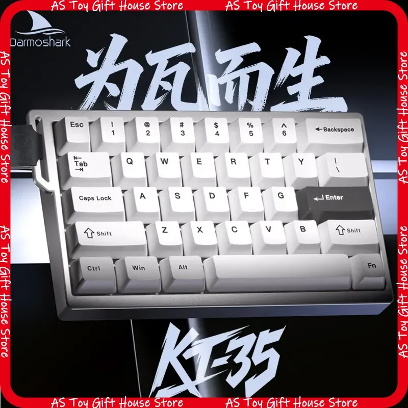 Darmoshark KT35 One Hand Gaming Keypad Magnetic Switch Wired 8K Polling Rate CNC Aluminum Case Compact 35 Keys For Valorant