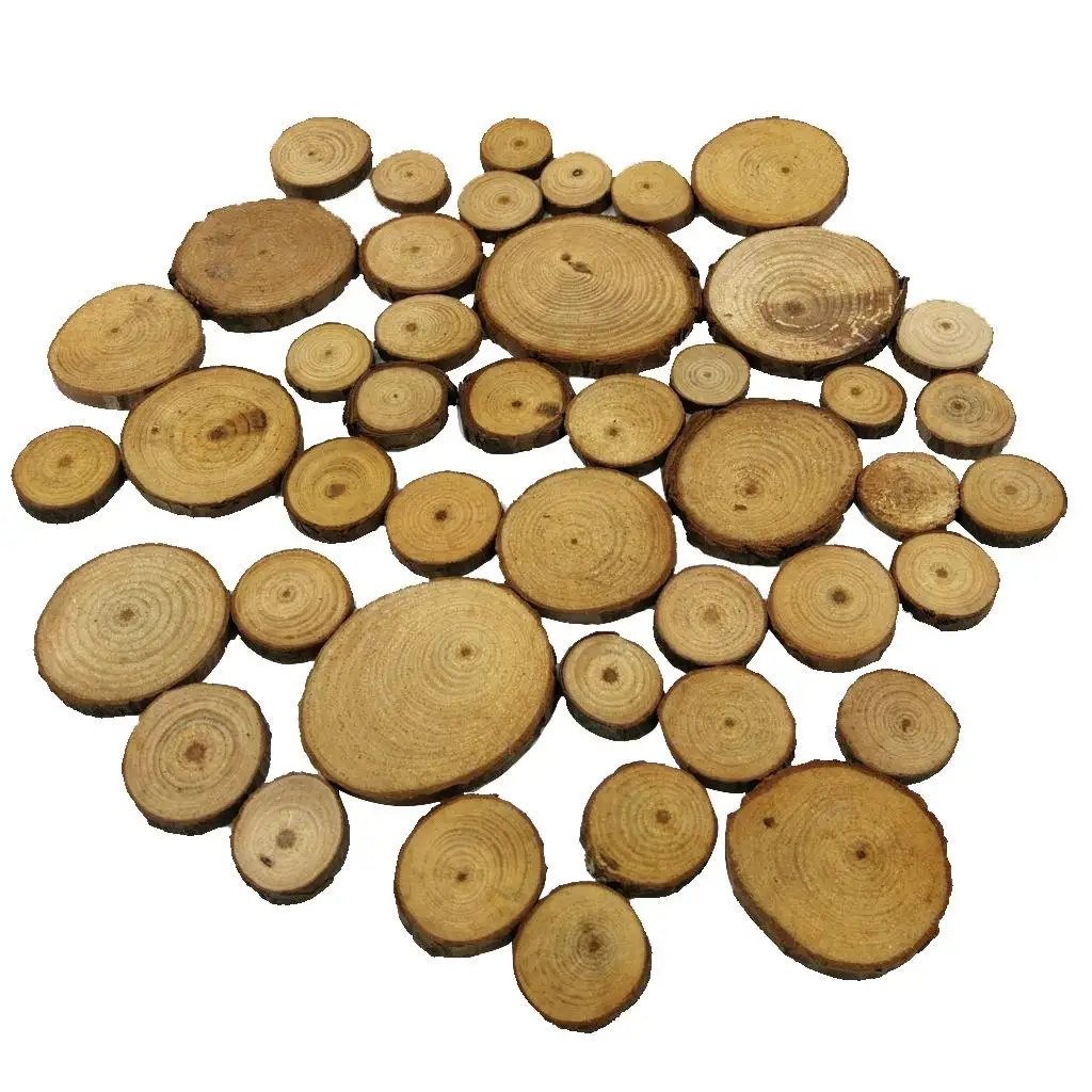 แผ่นไม้แท้ทรงกลมสำหรับตกแต่งงานแต่งงานสไตล์เรียบง่ายและบล็อกงานฝีมือที่ปรับแต่งได้