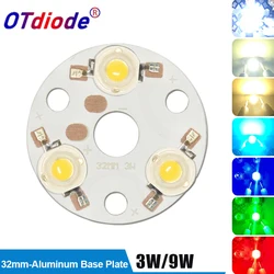 1-10pcs 3W 3x1w 3x3w 9W 32mm LED PCB With 1W3W Chips Cold White Diodes On Round Aluminum Plate Board Panel Circular For DIY Lamp