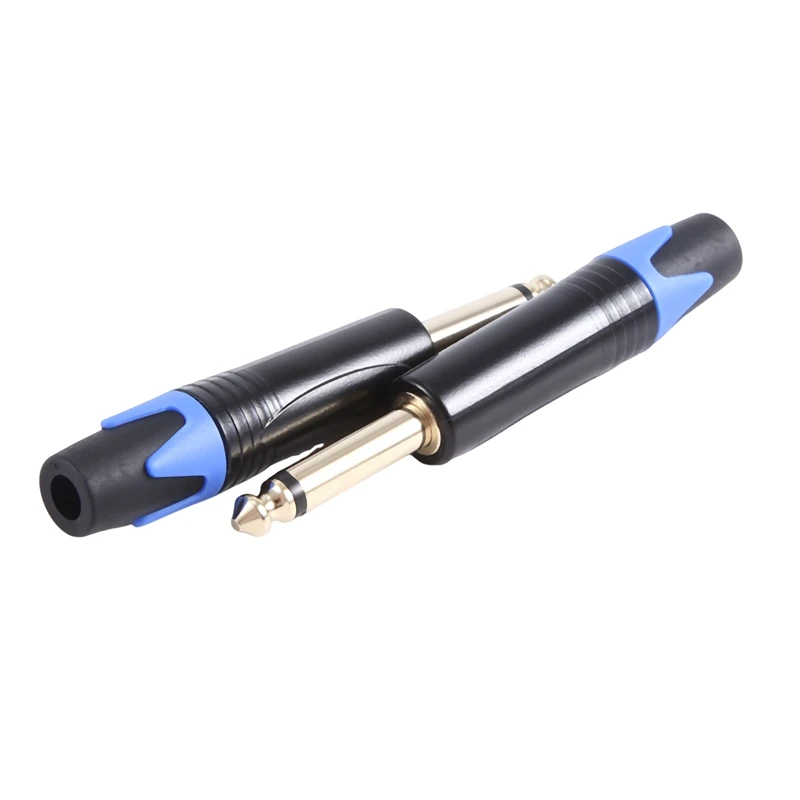 Gold Plating 10Pcs Plug Mono Professional 2 Pole 6.35Mm 6.5Mm Stereo Jack Plug 6.35Mm Jack Blue Easy Install