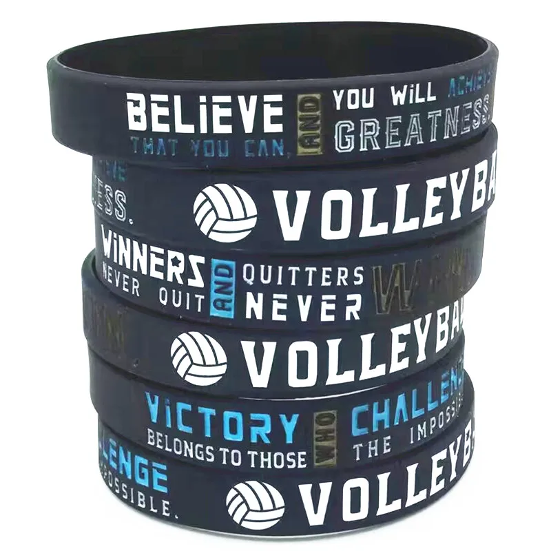 3pcs volleyball believe you can  victory winner never quit never give up rubber bracelet silicone wristband