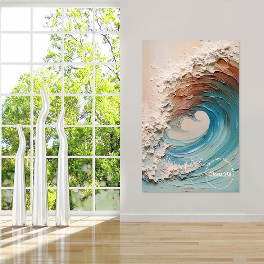 

3d морской пейзаж, абстрактные картины, акриловые украшения, холст, безрамные современные пейзажи, текстурированная художественная стена, последнее поступление