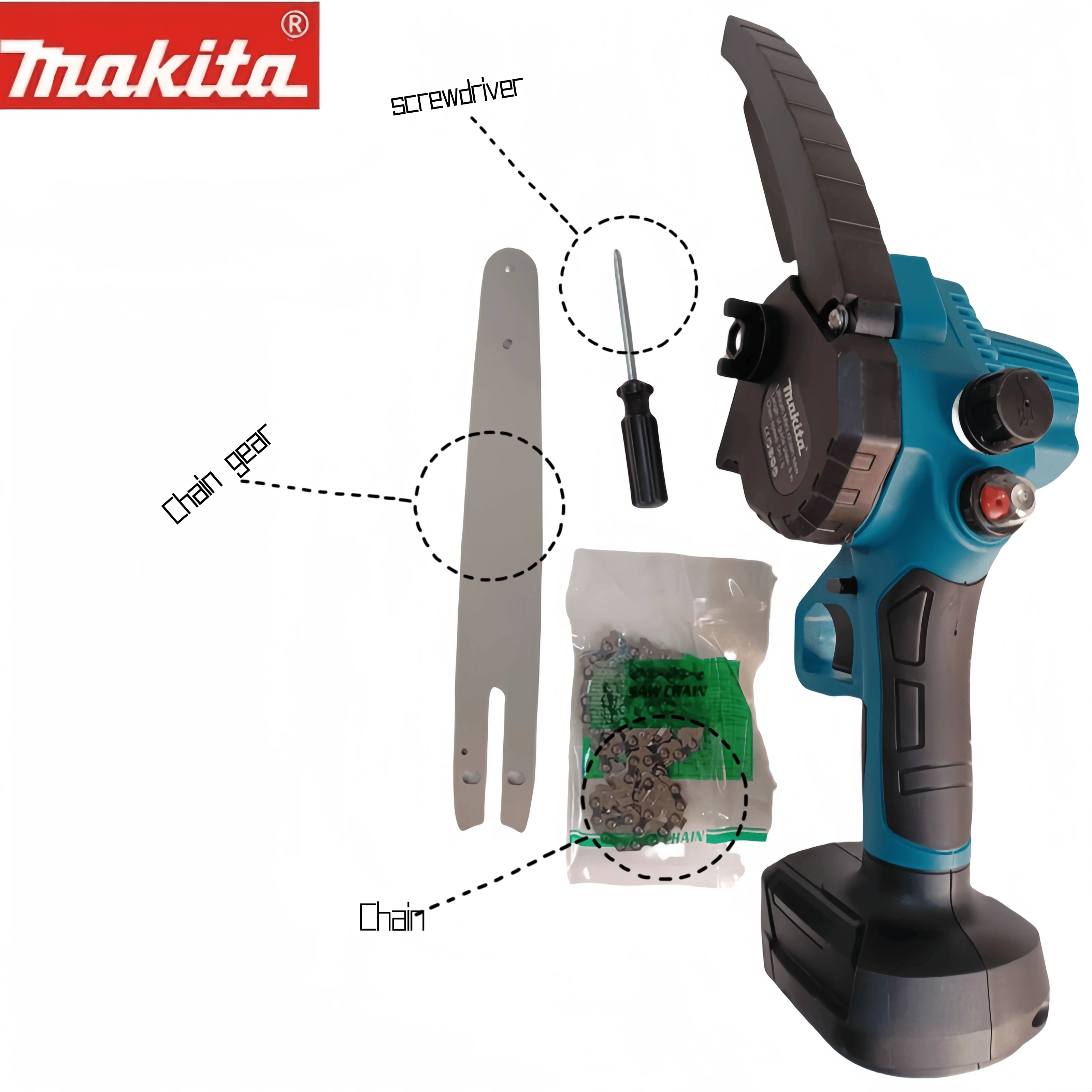 

Makita Brushless 8 Inch Hand Saw Brushless Rechargeable Electric Chain Saw High Power Handheld Wireless Small Logging Single Saw