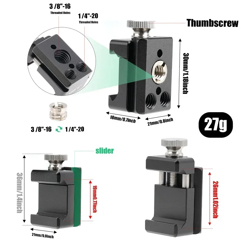 Cheese claw buckle extension 1/4 3/8 Alai positioning photography micro SLR camera slide strip Cold boot cheese clip Plate