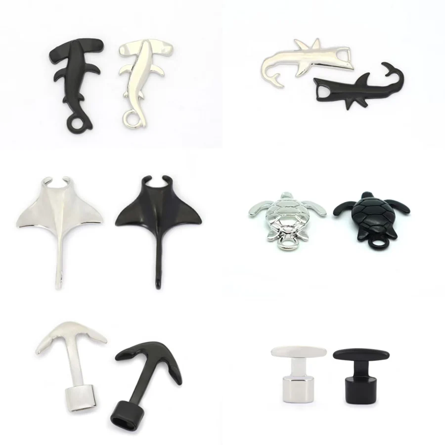 Economic 5pcs/Pack Animal Metal Beads For Jewelry Making Marine Life Anchor 8 Styles Black Silver Color DIY Bracelet Necklace
