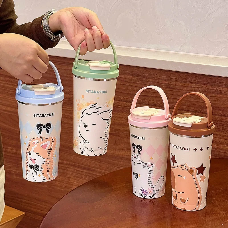 

SITARAYURI 560ml Coffee Cup Stainless Steel Ice Tumbler Large Capacity Car Insulation Cup Portable Vacuum Insulated Straw Cup