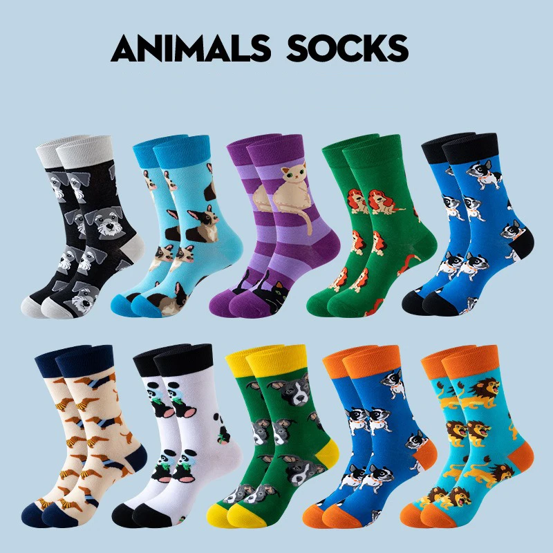 Fun Socks,Funny Socks for Men Novelty Crazy Crew Dress Socks,Cool Cute Animal Food Graphic Animal Socks