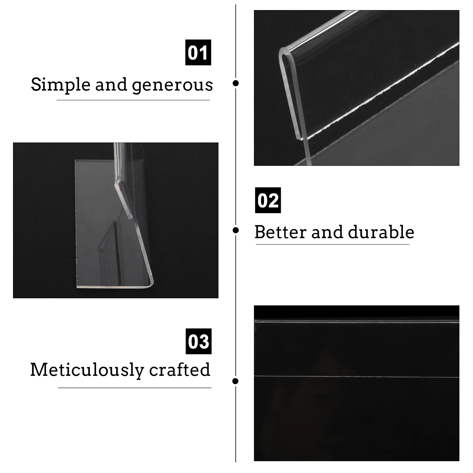 

5Pcs Acrylic L Shape Price Tag Holders Sturdy Label Display Stands for Shops Supermarkets Retail Store Desktop Display