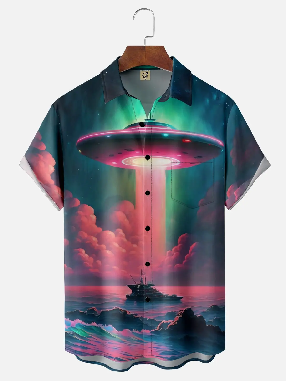 Hawaii Heren Ruimtevaartuig Shirt 3d Gradiënt Kleur Korte Mouwen Tops Zomer Casual Heren Kleding Street Fashion Shirt Voor Jongens