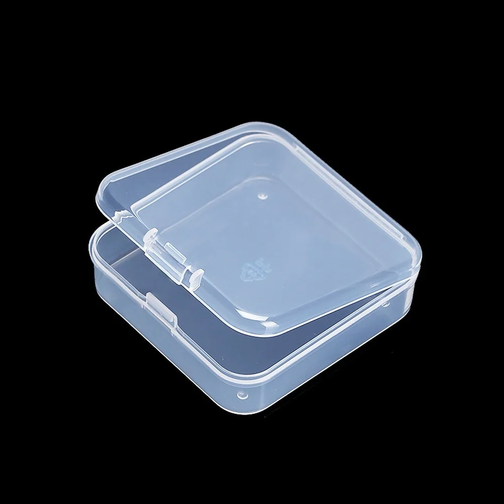 2PCS Mini Transparent PP Storage Box Square Rectangle Plastic Case Jewelry Beads Small Items Organizing Container