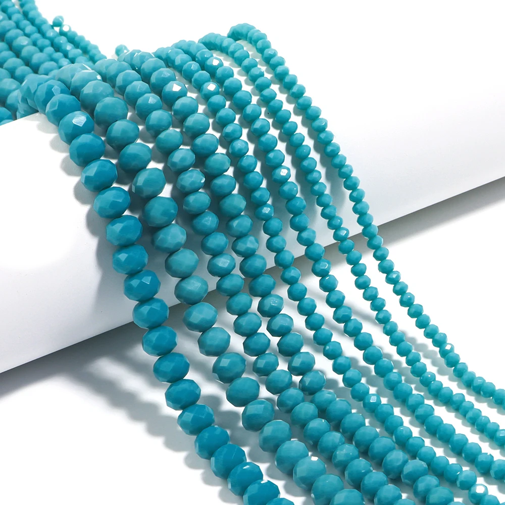 Blue Green 3 4 6 8mm Austria Faceted Crystal Beads Loose Spacer Round Glass Beads Bracelet DIY for Jewelry Making