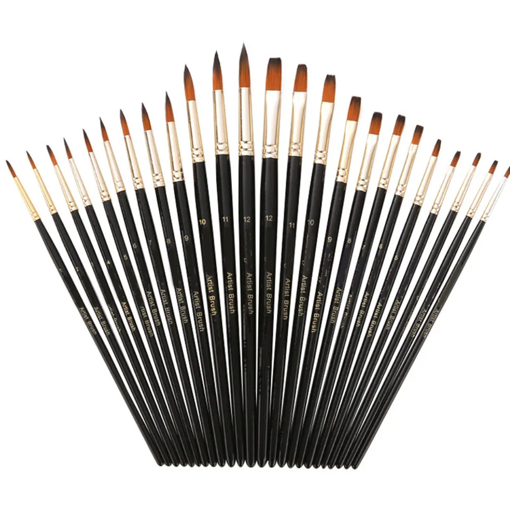 

12Pcs Premium Nylon Wood Handle Paint Brushes Round Flat Filbert Tips for Beginners Professionals Watercolor Oil Acrylic