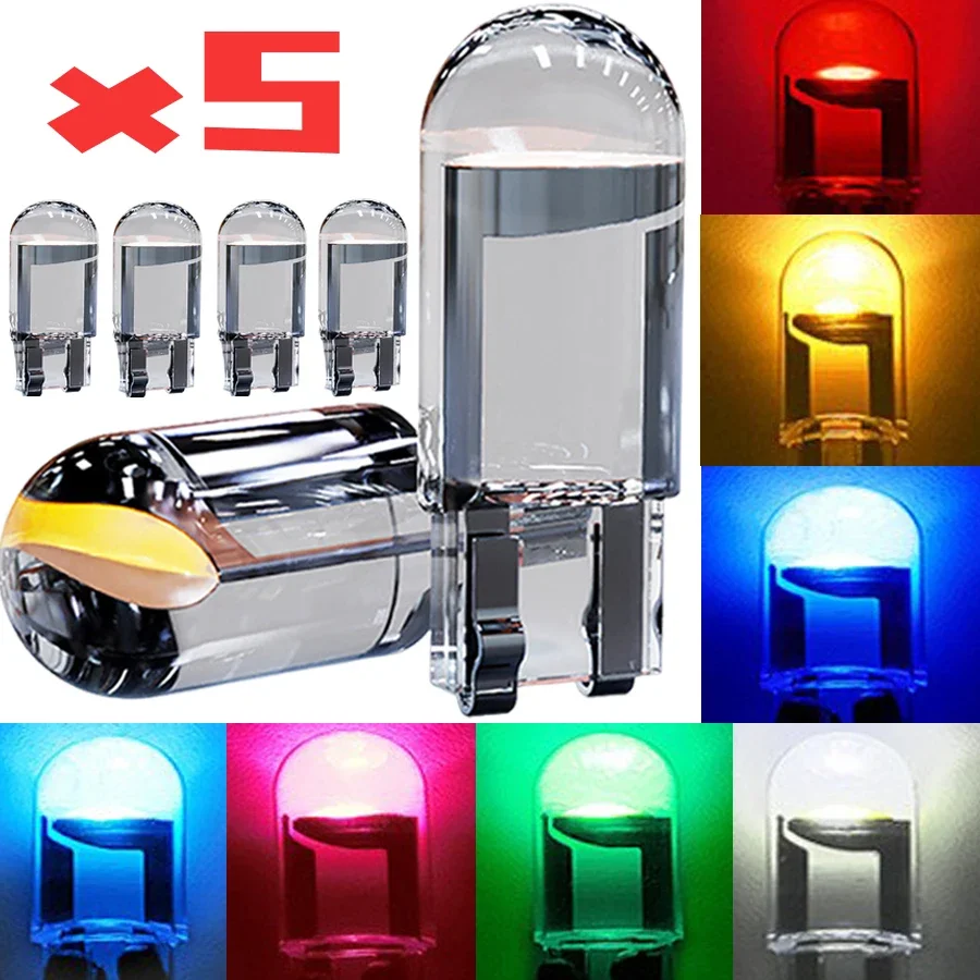 Car T10 LED Light Bulb 12V COB Glass Housing Waterproof Wedge Lamp Auto Interior Canopy Reading Light Bulb Auto Accessories