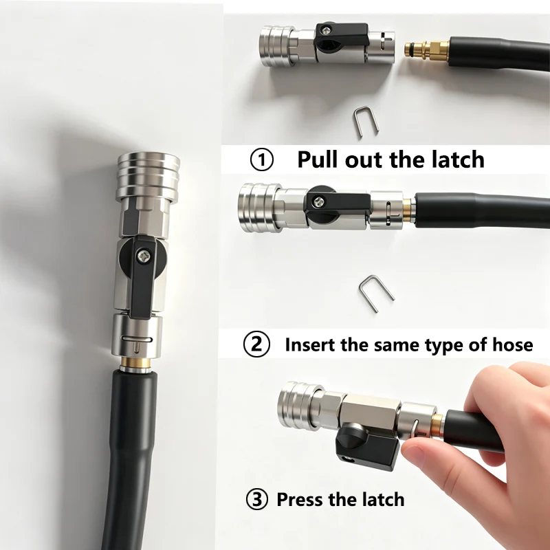 High Pressure Hose Ball Valve Kit 1/4' Quick Connector with Valve Switch for K2-K7/ Lavor /Nilfisk/Bosch Hose On/off image 4