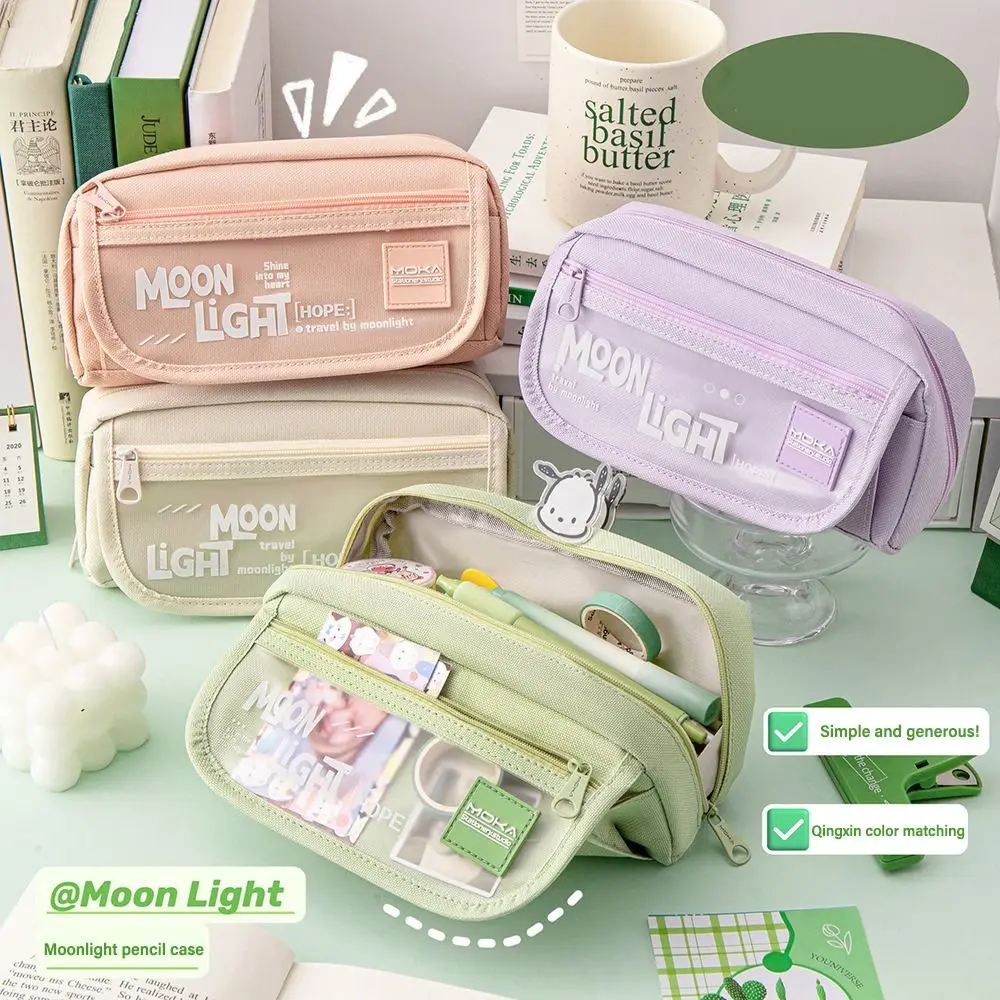 Multilayer Pen Bag Cartoon Dirt-resistant Canvas Stationery Organizer Large-capacity Pen Box Students