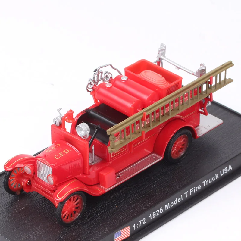 No Box 1:72 Scale Amer Small Retro 1926 Ford Model T Fire Truck Ladder CFD Chicago Car Vehicle Plastic Model Of Children\'s Toy