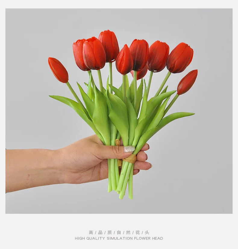 5 Stück/Blumenstrauß Mini neue Silikon-Tulpe 25 cm künstliche Blume Real Touch gefälschter Pflanzenstrauß für Hochzeitsdekoration Home Garen – Detail 18