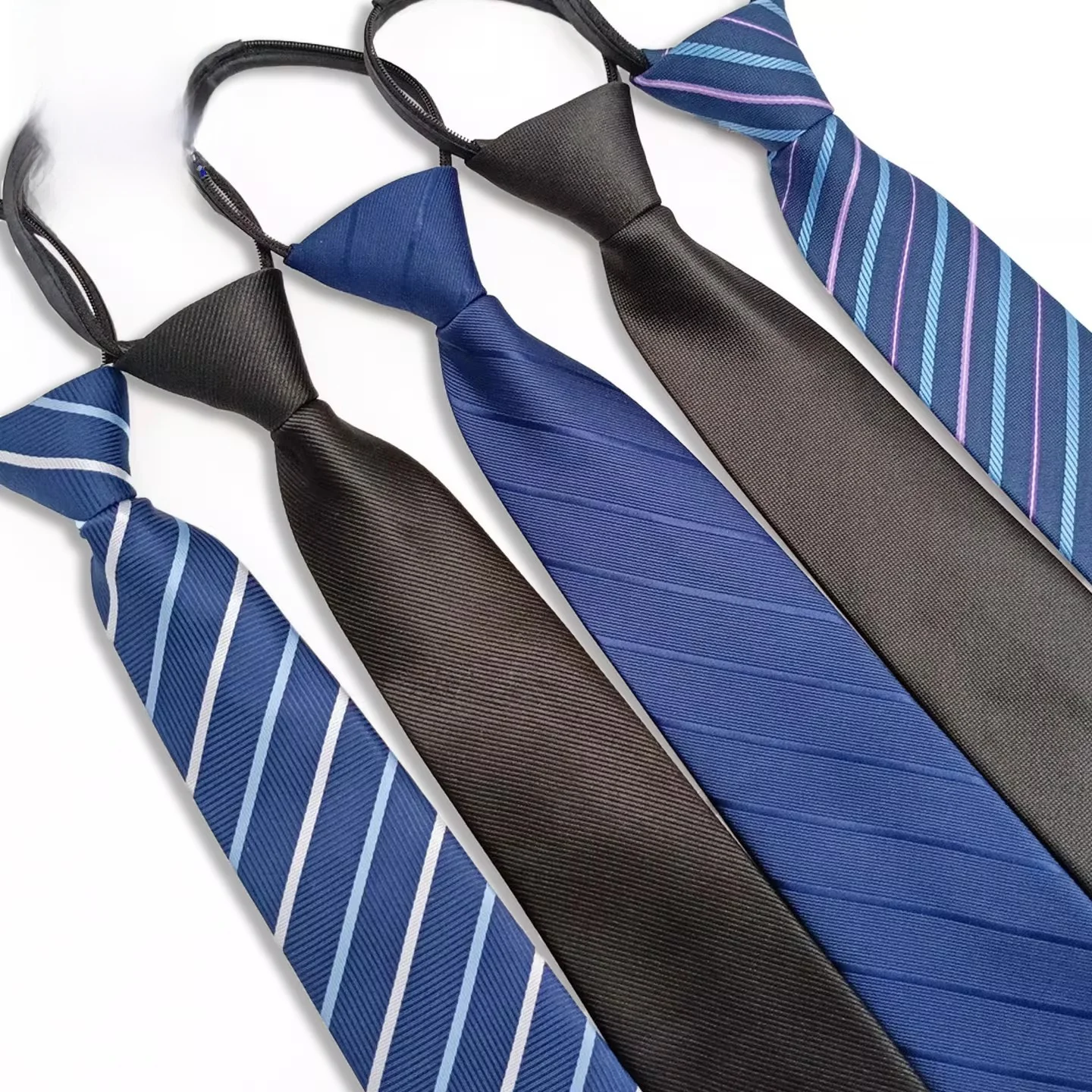 gravata-azul-com-ziper-masculina-para-casamento-e-negocios-camisa-social-preta-sensacao-de-luxo-conveniencia-sem-necessidade-de-amarrar-acessorio-moderno