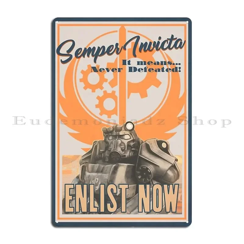 Enlist Now Brotherhood Of Steel Propaganda Poster Megapanda687 Metal Plaque Poster Garage Wall Decor Design Tin Sign Poster