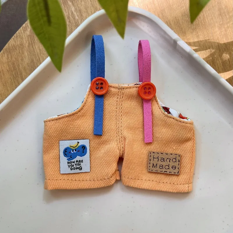 

For 10cm Labubu Doll Macaron Colored Overalls with Cute Pattern Labubu Original Dolls 4.0 Design Diy Plush Toys Accessories Gift