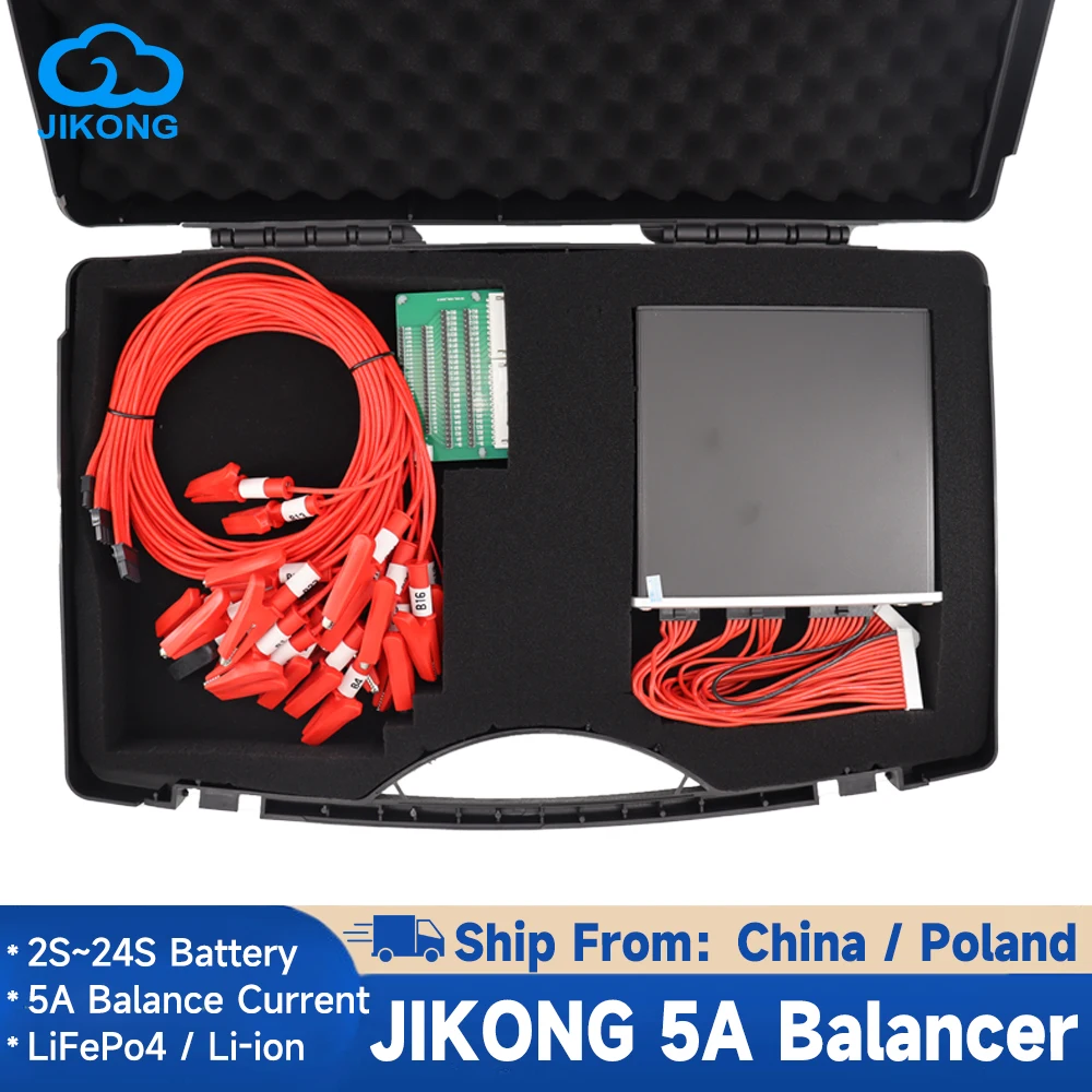 

JKBMS 5A Active Balance High Current Jikong Smart Balancer 24V 48V 7S 8S 24S LiFePo4 Li-ion 18650 Battery BMS B5A24S Equalizer