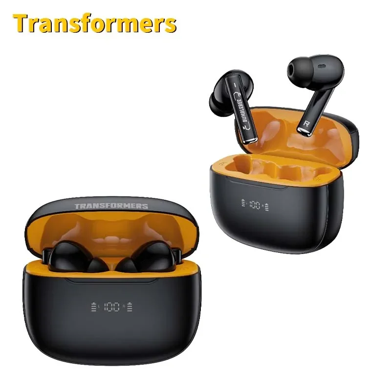 TRANSFORMERS Bluetooth 5.4 ANC Headphones Touch Control Sport Earbuds Low Latency Gaming Digital Display USB-C Earphones TF-T27