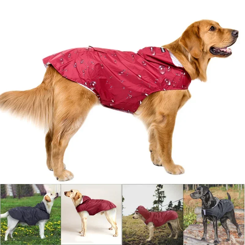 

Dog Raincoat Waterproof Hoodie Jacket Rain Poncho Pet Rainwear Clothes with Reflective Stripe Outdoor Dogs Pet Supplies