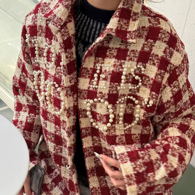 

Autumn/winter New Men's Women's Goodbrand Jacket High Quality Pearl Plaid Fashion Long Sleeve Shirt LOVE IS GOOD Coat