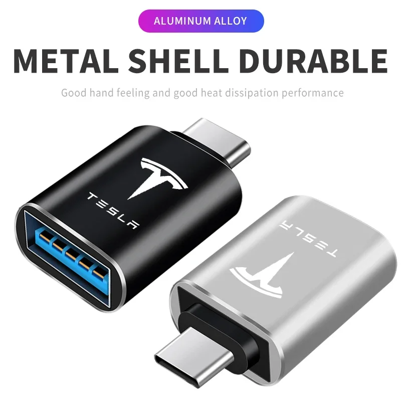 Car Type-C USB to USB Adapter Charge Interface Converter For Tesla Model 3 2021 S X Y Style Roadster Invader Coil Mod WYE K80