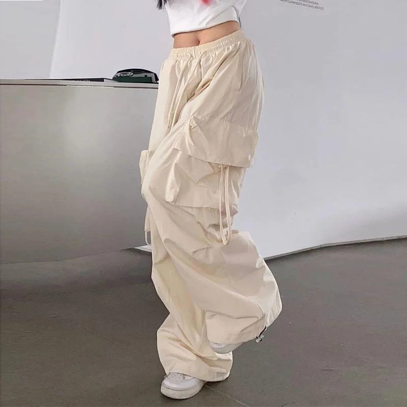 Pantalon Cargo pour femmes, vêtements de rue, automne, élasticité en Polyester, bicouche, trois-quarts, taille moyenne, revers, taille haute, Hipster cintré