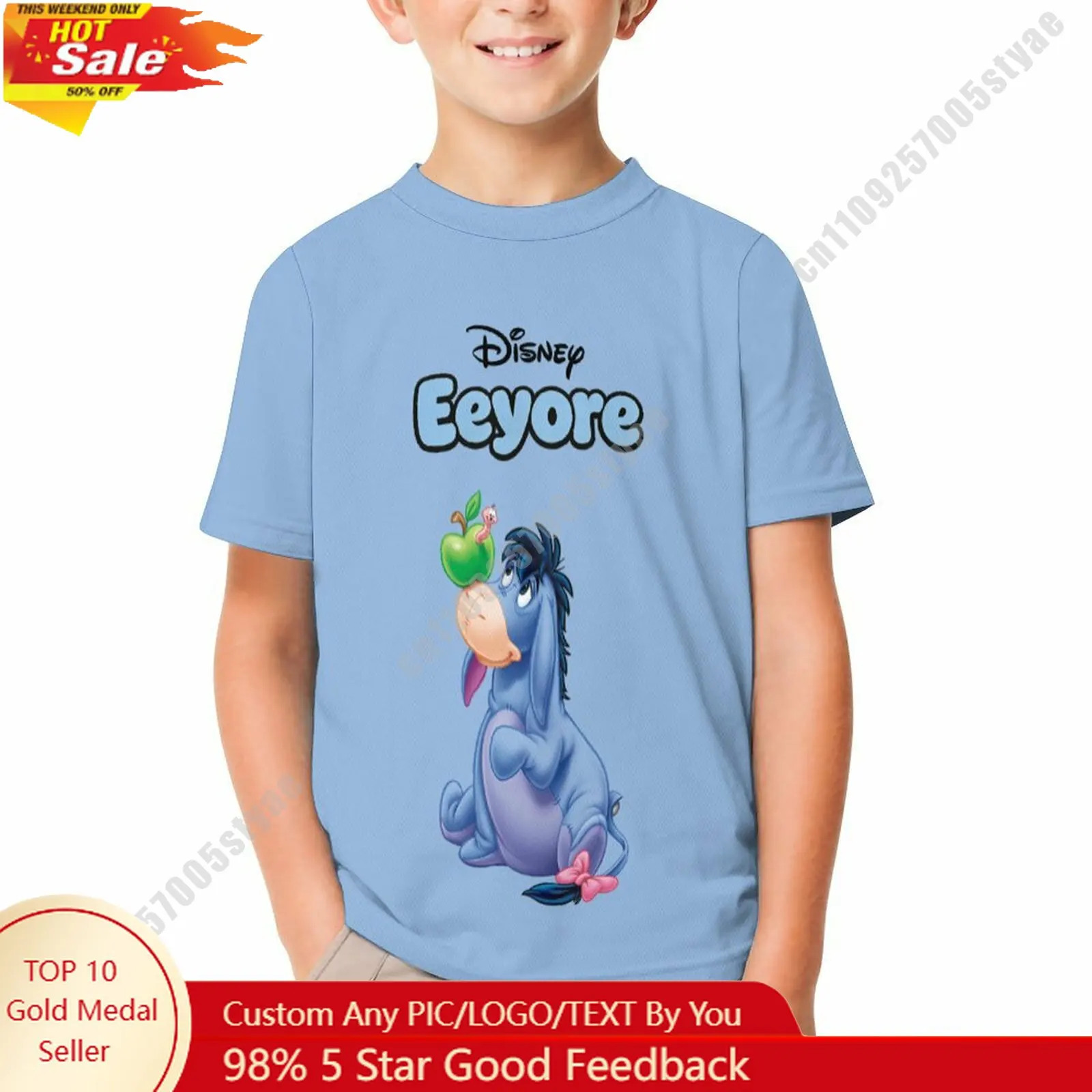 

Eeyore T Shirt Disney Boy Girl Custom Short Sleeve Top Breathable Soft Casual Cotton Print Summer Crew Neck Children Tee