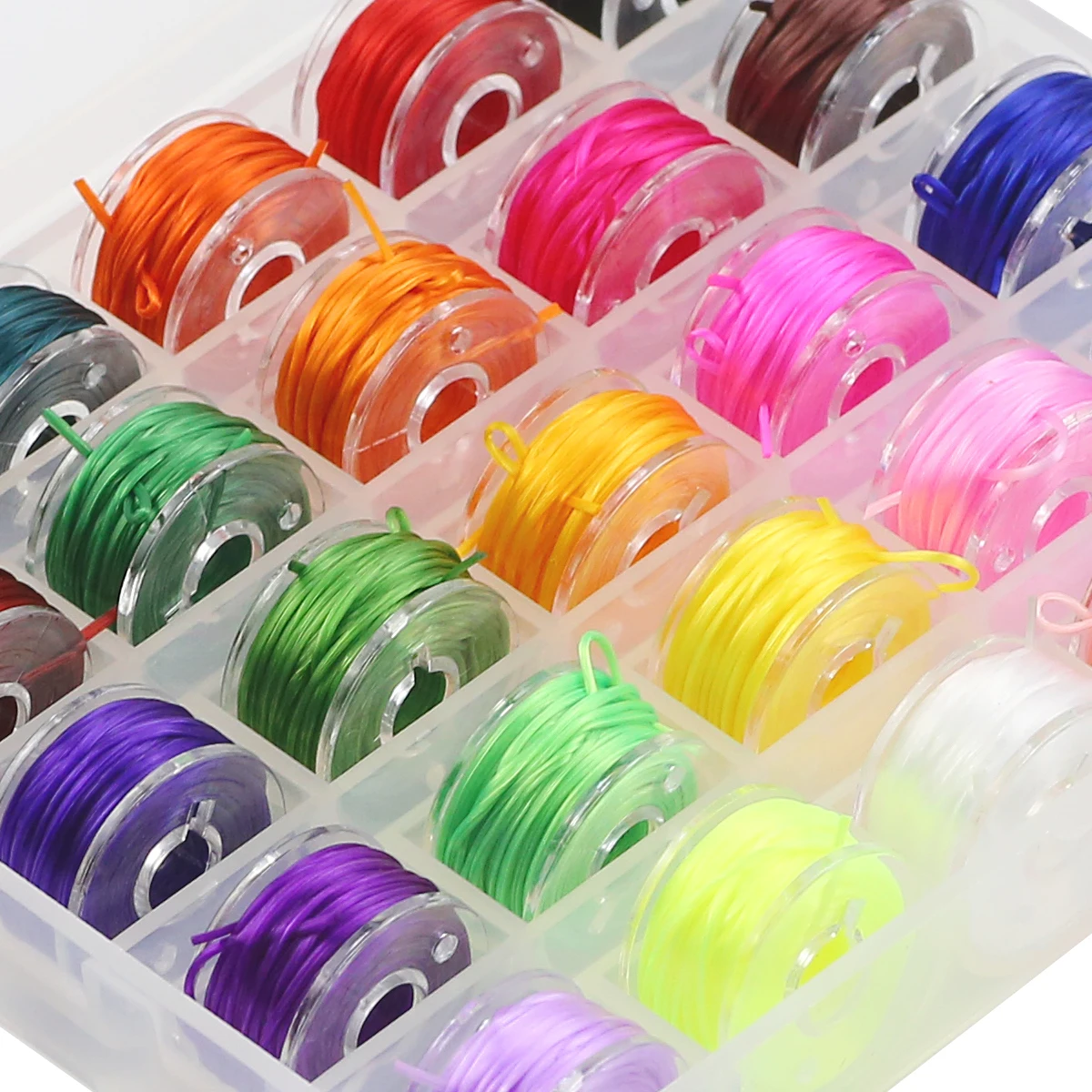 Pack Of 25 Rolls Of multi-coloured Flat Elastic Beading Wire For bracelets, necklaces, Beaded Jewelry Making Accessories Crafts