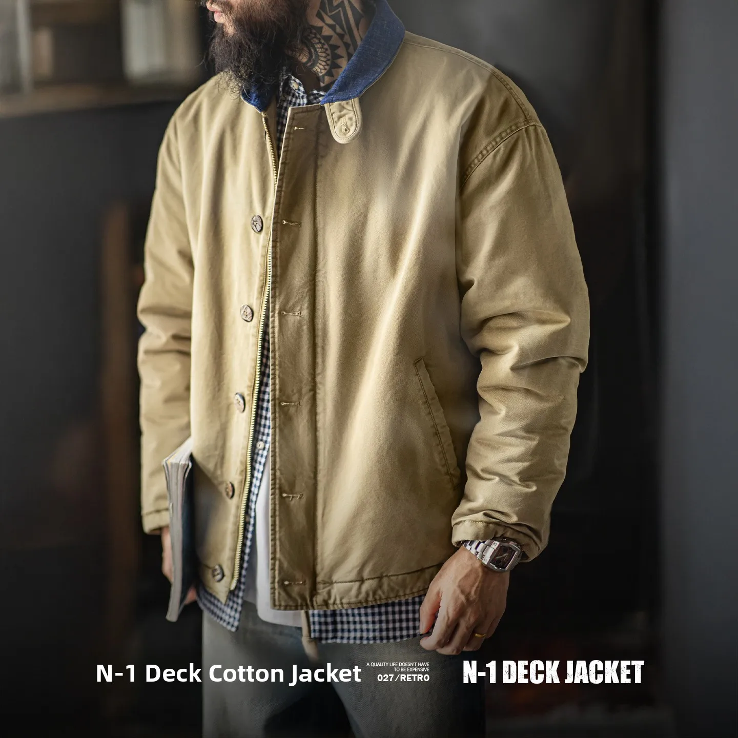 

Maden Thiened Warm Cotton Jaet ort Sle Men's Autumn Winter Coat Stand Collar Casual Wear Stand Fit Polyester