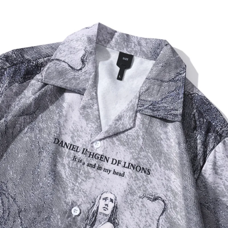 Hawaiian Summer Shirt for Men Streetwear Vintage Retro Graphic Print Punk Blouse Casual Short Sleeve Button Man Beach Shirts Top