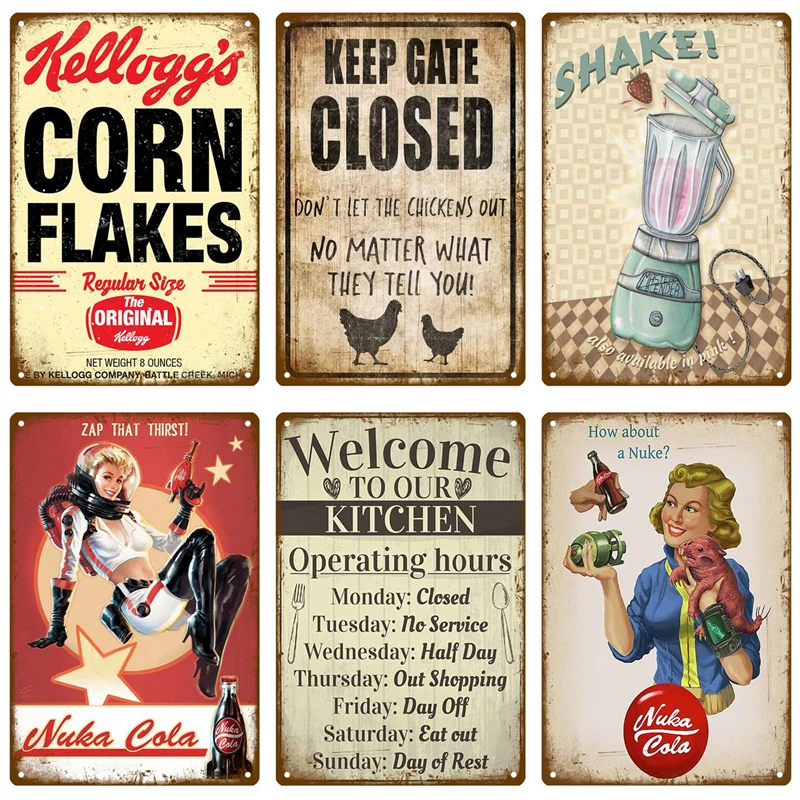 Vintage Decor Fast Food Tin Sign Plaque Metal Sign Retro Plate Cake Poster Wall Decor For Kitchen Cafe Diner Bar Pub Accessories