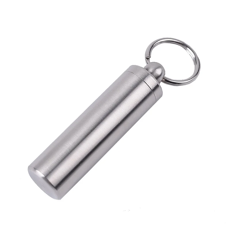 Portable Mini Stainless Steel Waterproof Canister Outdoor Survival Pill Box Container Capsule Pill Bottle Tank Camping Equipment