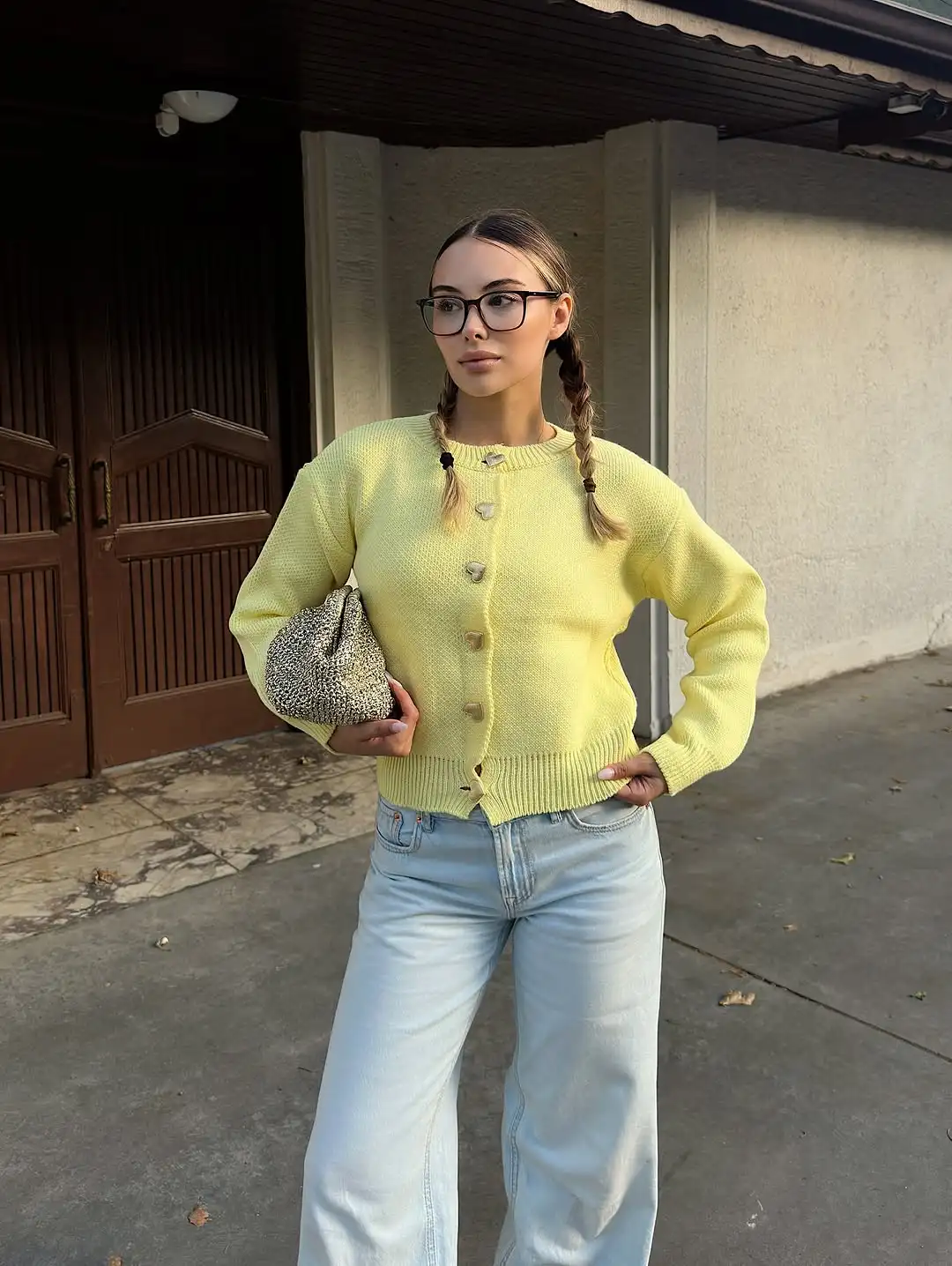 Suéter informal de punto de Color liso para mujer, cárdigan holgado de manga larga con cuello redondo a la moda, prendas de vestir para ir al trabajo