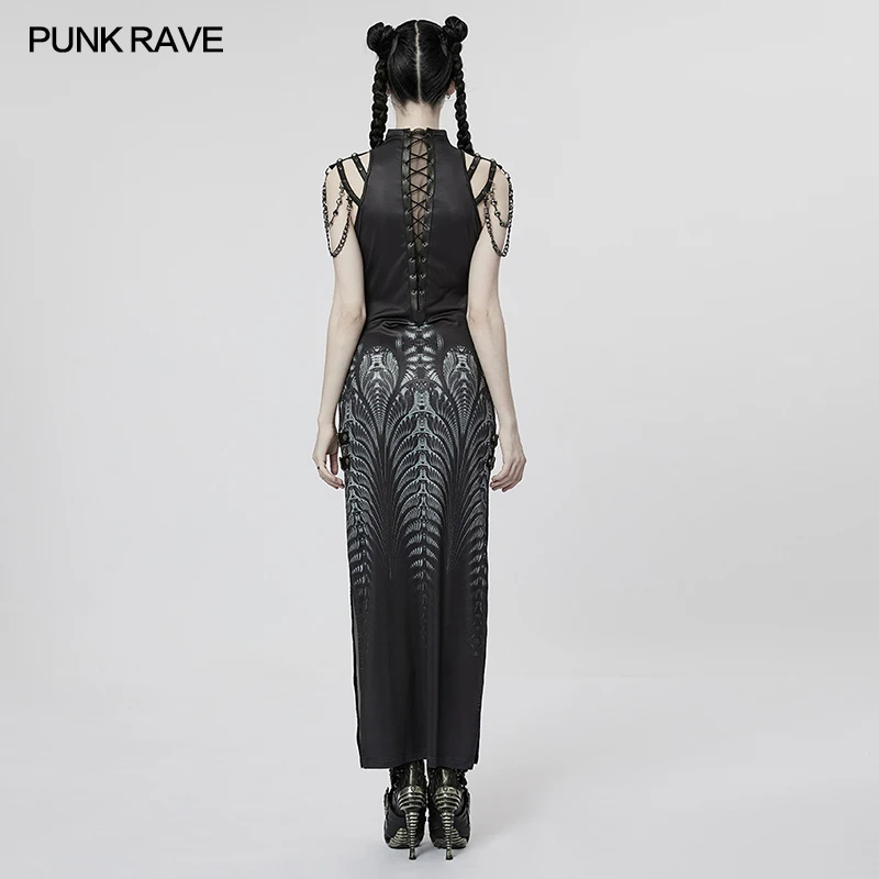 Imagem -02 - Punk Rave Rock Cyber Punk Sexy Mulheres Digitalmente Impresso Elastic Dress Wq622